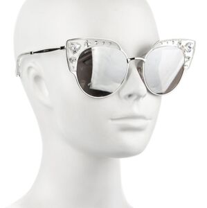 Jimmy Choo Silver Embellished Cat-Eye Sunglasses